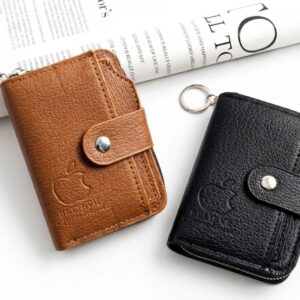Bovis Brand Small Decent Size Top zipper Wallet Plus Cardholder With Extra Removable D Card Holder