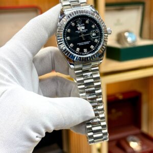 ROLEX (Mens Watch) Stone Dial Fluted Bezel Quartz Machine Fine Quality Day & Date Working Stainless Steel Chain