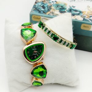 Mira Luxury Crystal Bracelet Watch Set for Women