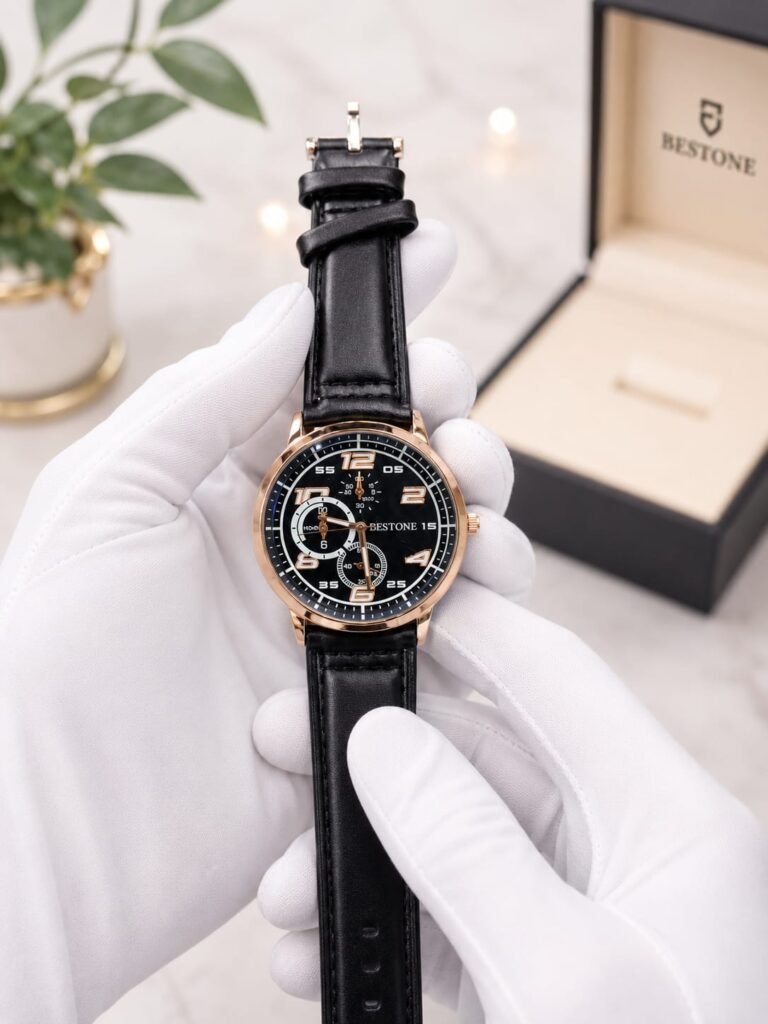 BESTONE Fashion Watch for Men – Leather Strap Band