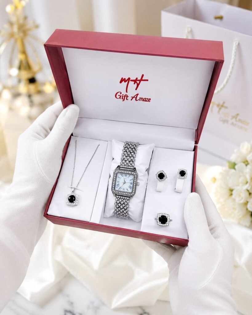 Luxury Women's Gold Watch & Jewelry Gift Set